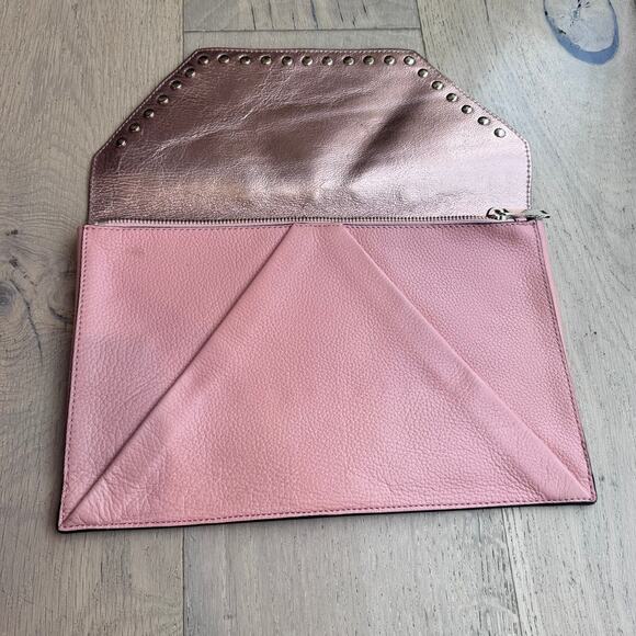 Rebecca Minkoff Leather Clutch Pink Metal Studded - Picture 3 of 5
